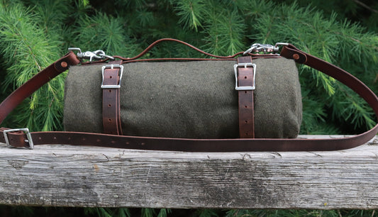 Hand made Crazy Horse Water Buffalo veg tanned leather blanket carrier/ blanket harness/bedroll