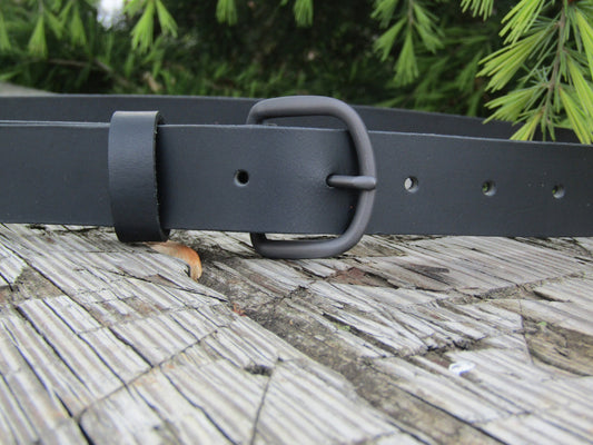 1 1/4" wide Black full grain leather belt