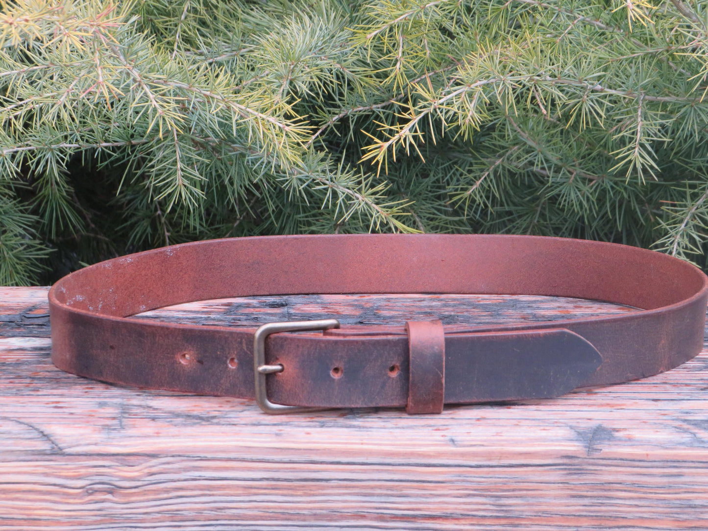 1 1/4" wide Custom Handmade Crazy Horse Water Buffalo leather belt