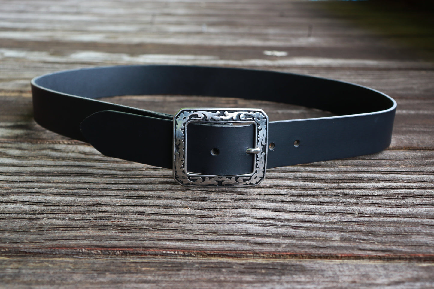 Casual Vintage look Custom Handmade Belt Black Water Buffalo leather/engraved leather belt /Full Grain leather