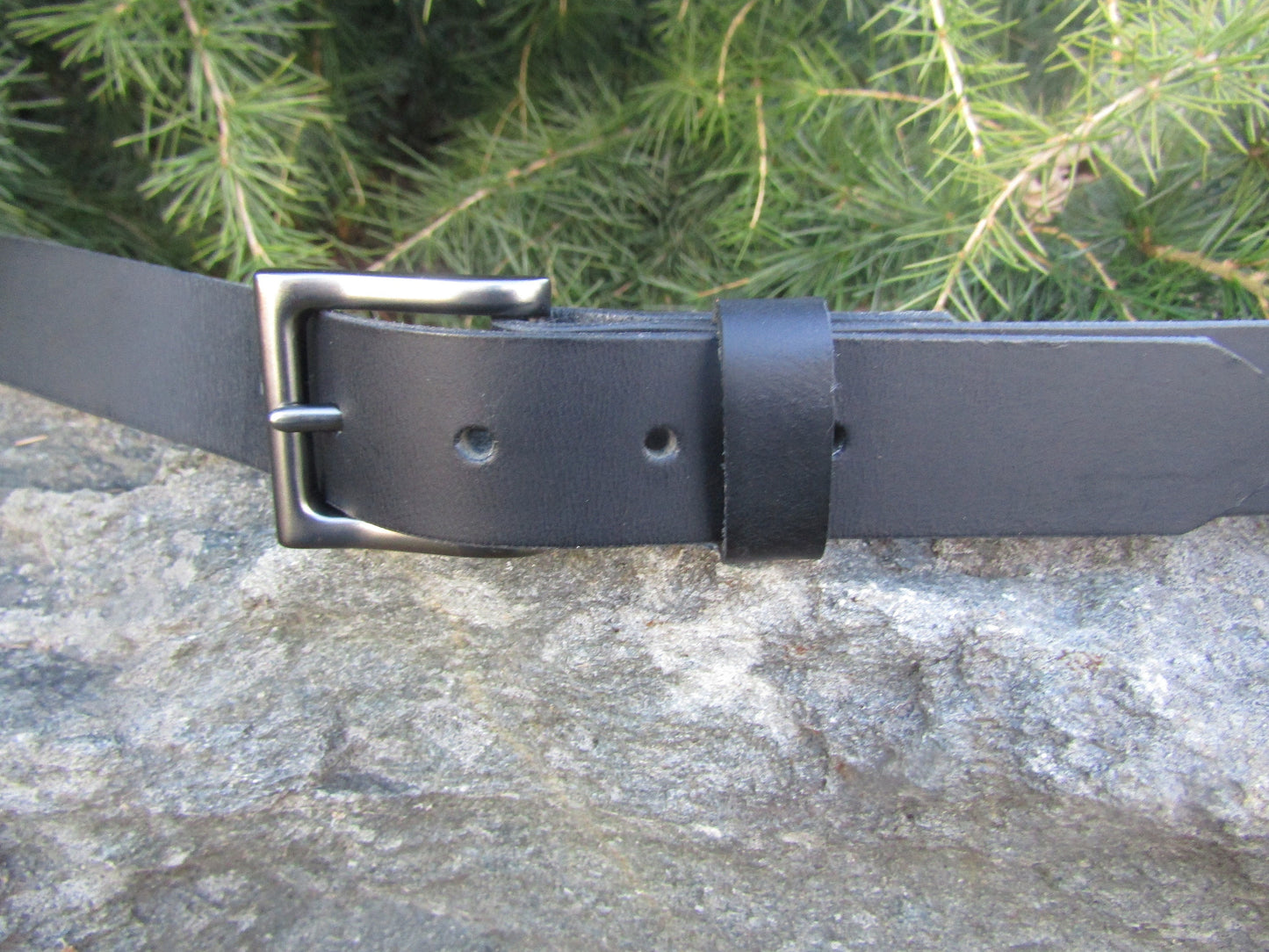 1 1/4" wide Black full grain handmade leather belt