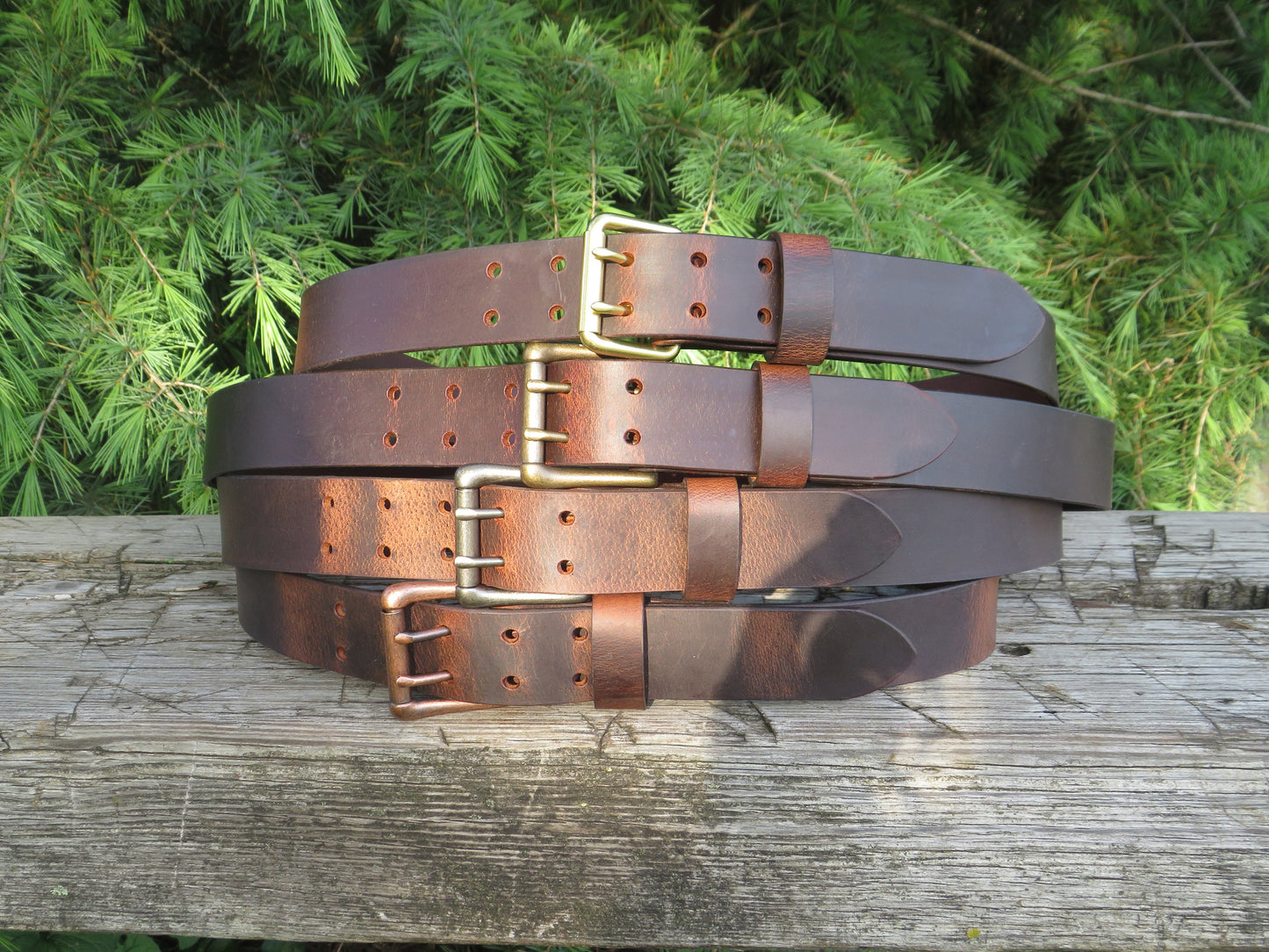 1 1/2" Custom Handcrafted Water Buffalo leather belt, two prong buckle
