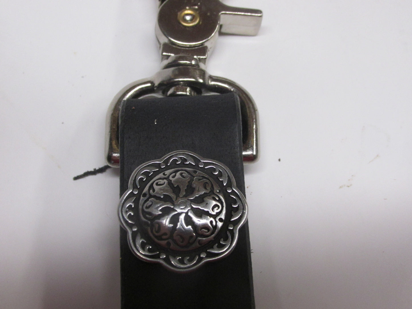 Handmade Water Buffalo Leather keychain with Jeremiah Watt concho