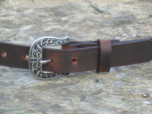 1 inch wide Crazy Horse Water Buffalo leather belt