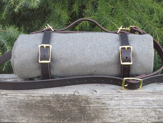 Leather Blanket Harness Hand made Chanin Dark Brown Bridle leather blanket carrier/ blanket harness/bedroll straps custom leather carrier