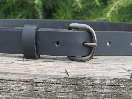 1 inch wide Black Water Buffalo leather belt