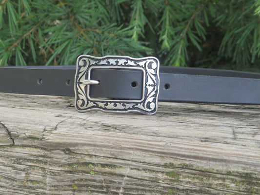3/4" wide black leather belt