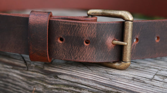 1 1/2" Custom Handcrafted leather belt, full grain leather belt,Made in USA, Unisex leather belt, Water Buffalo leather belt, vintage look