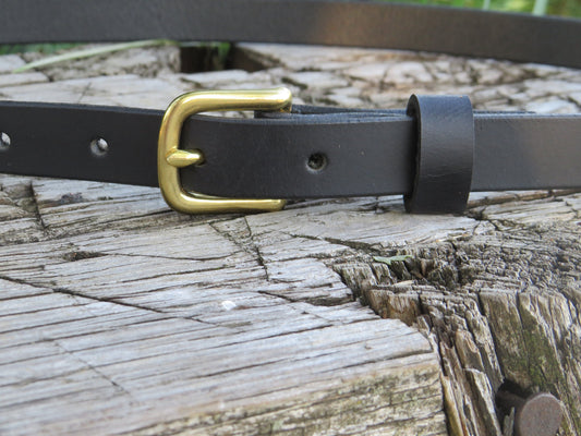 3/4" wide black full grain leather belt