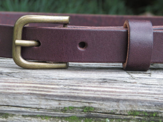 3/4" wide Dark brown Bridle Leather belt