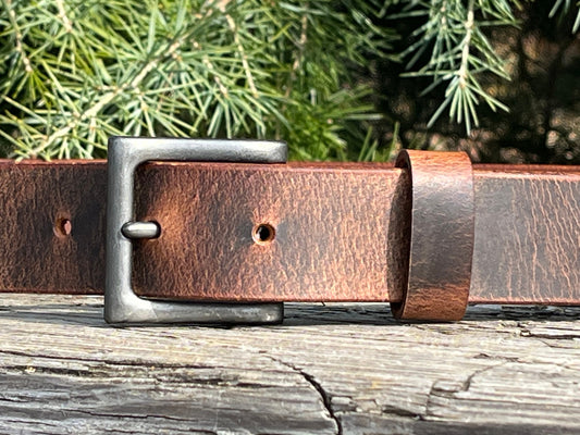 1 1/4" wide Handmade Crazy Horse leather belt