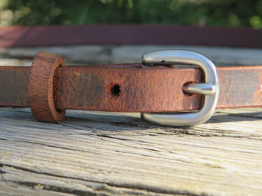 1/2" wide Water Buffalo Leather narrow belt