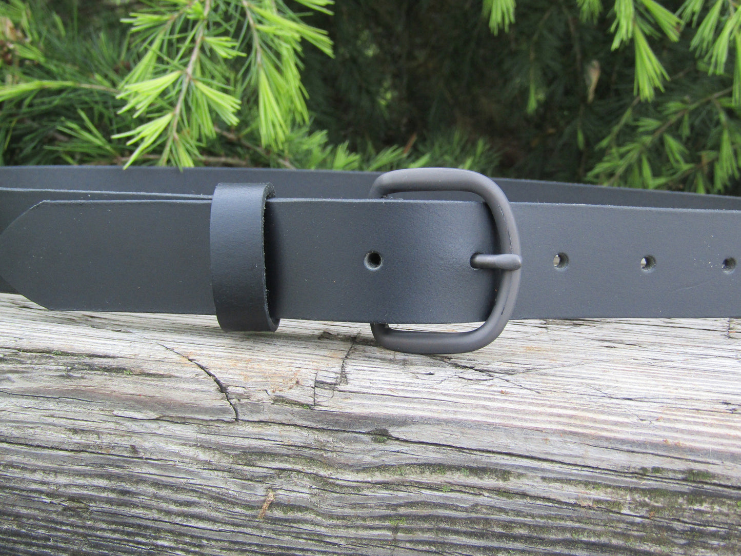 1 1/4" wide Black full grain leather belt