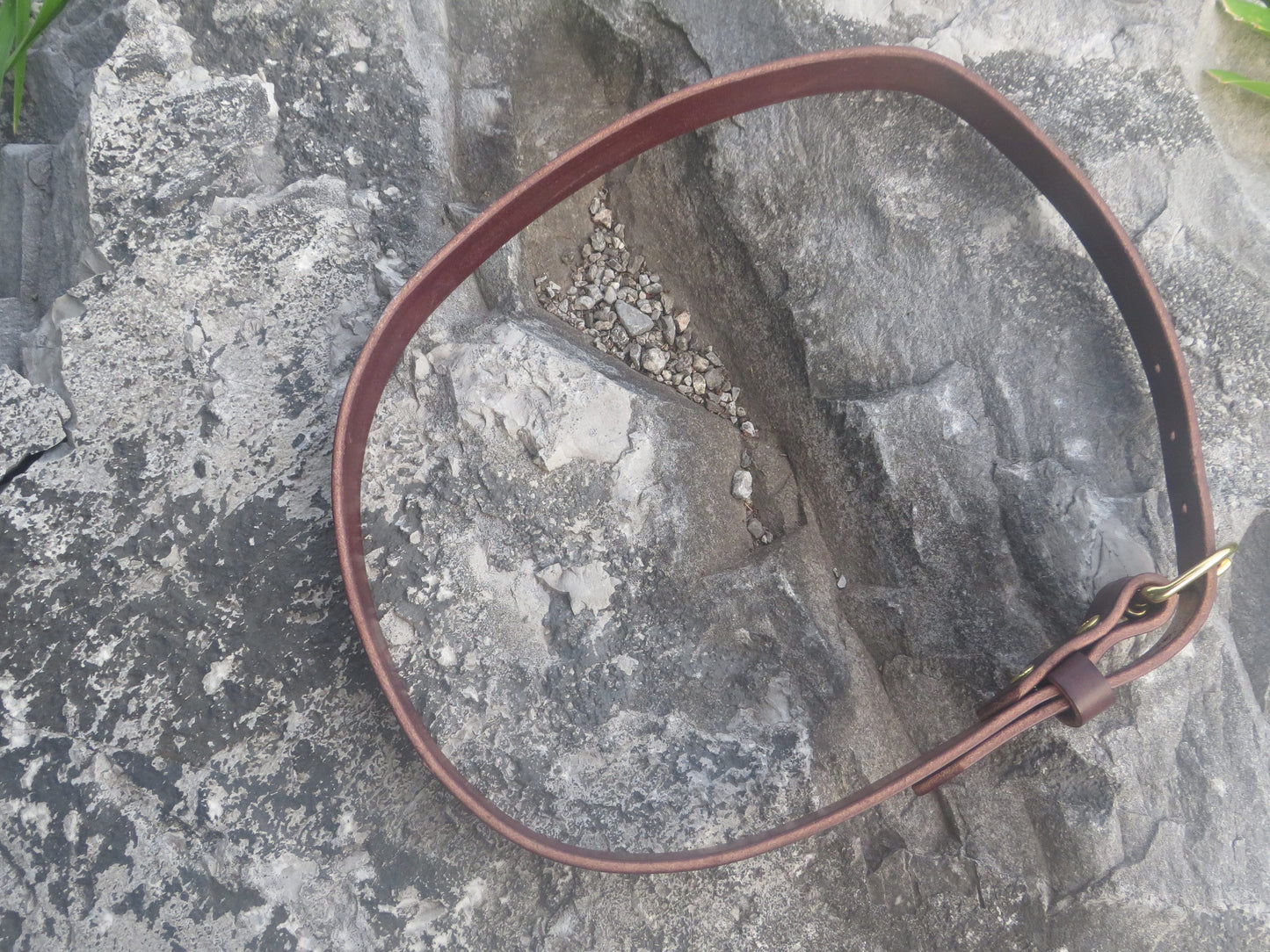 1 inch wide Dark brown Bridle Leather belt with solid brass buckle