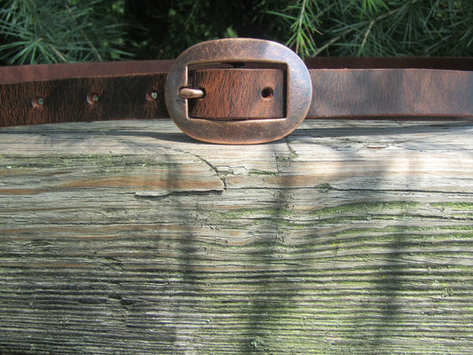 3/4" wide Crazy Horse brown full grain Leather belt