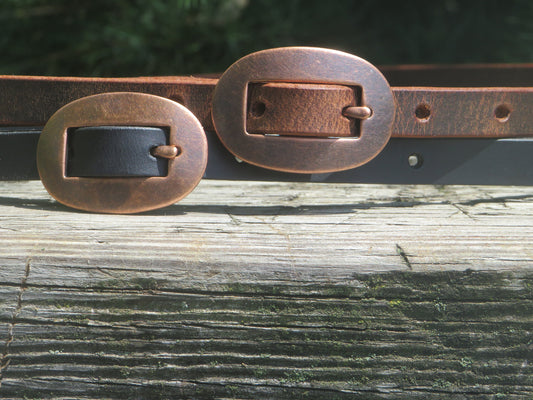Water Buffalo Leather narrow belt, Made in USA , 1/2" wide belt