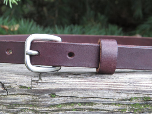 3/4" wide Dark brown Bridle Leather belt