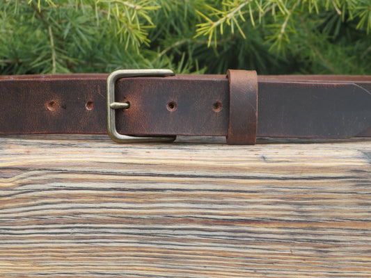1 1/4" wide Custom Handmade Crazy Horse Water Buffalo leather belt