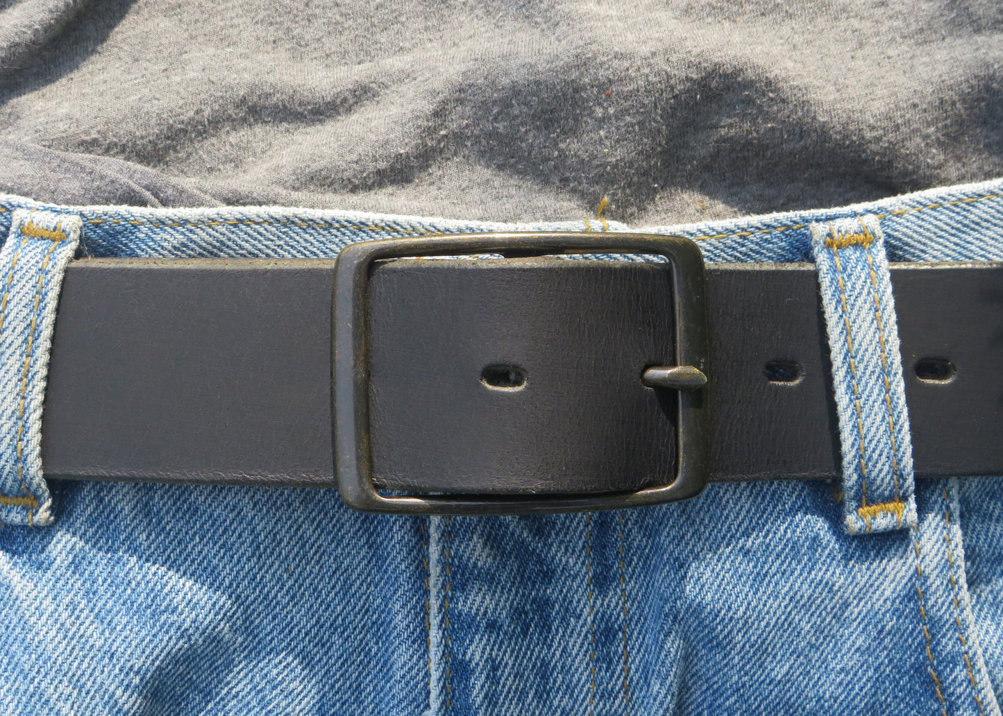 1 1/2" Custom Handcrafted full grain leather belt -Antique Brass