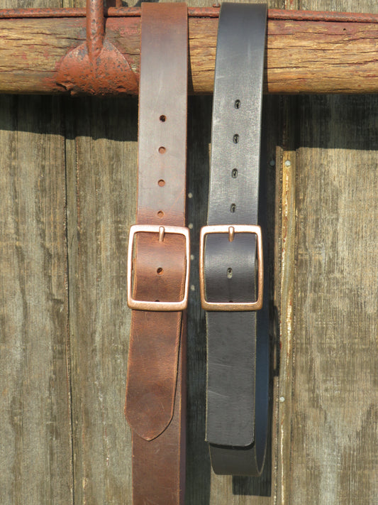 1 1/2" Custom Handcrafted full grain leather belt-Antique Copper finish