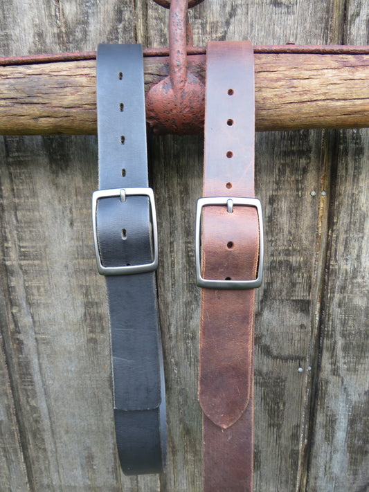 1 1/2" Custom Handcrafted full grain leather belt- gunmetal buckle