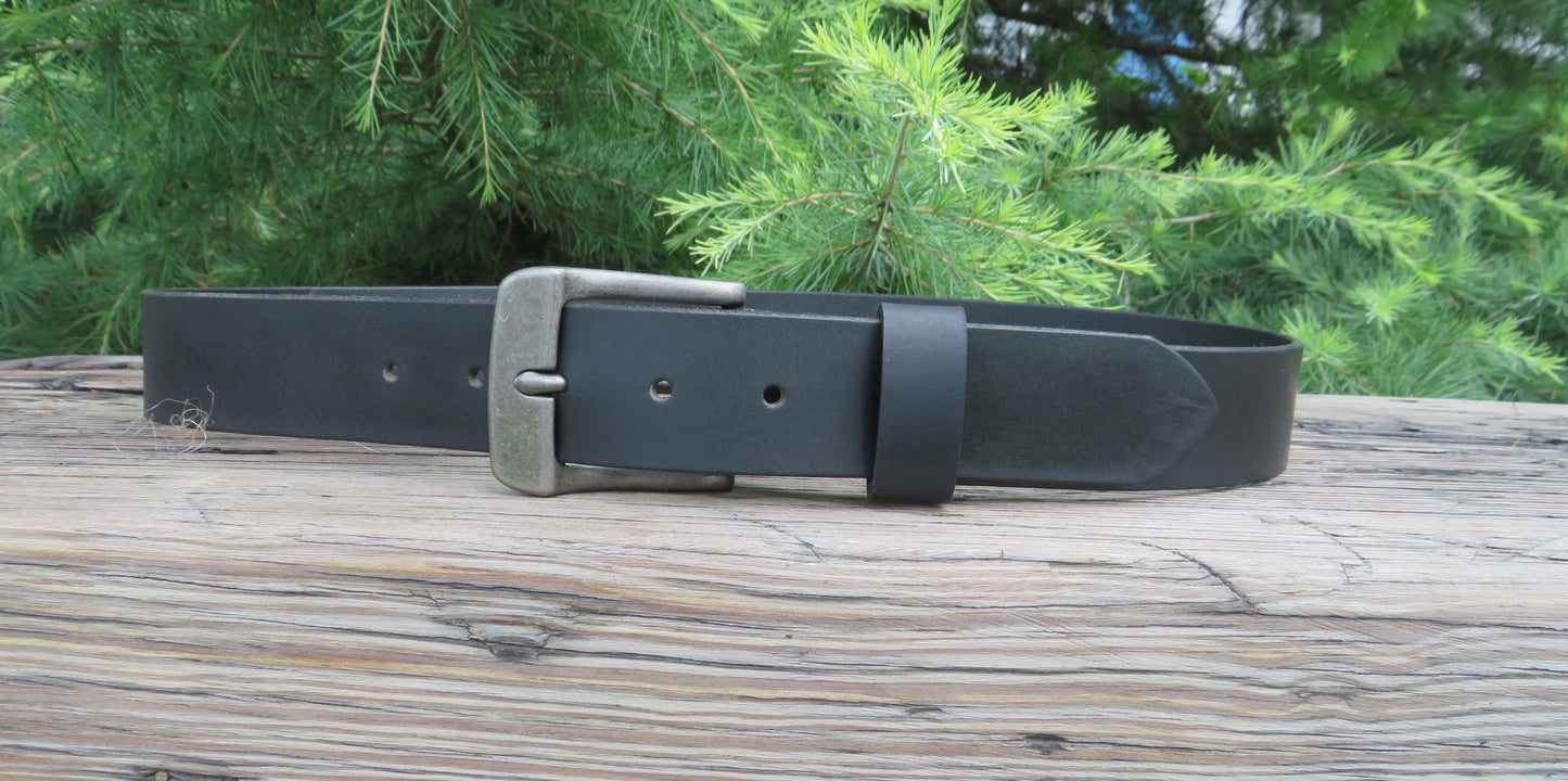 1 /2" wide Black Water Buffalo Leather Belt Made in USA