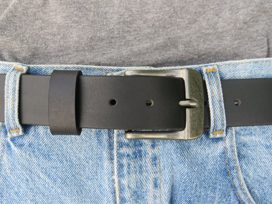 1 /2" wide Black Water Buffalo Leather Belt Made in USA