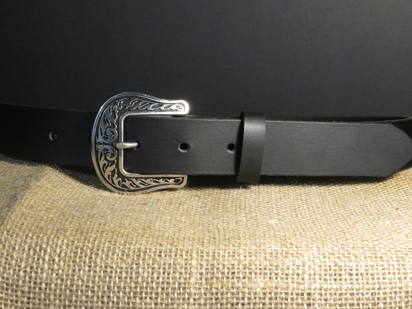 Handmade Belt black Water Buffalo leather belt 1 1/4" wide