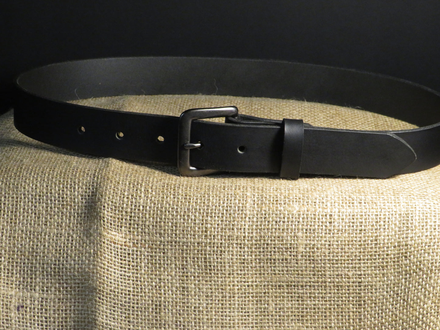 1 1/4" wide Black full grain leather belt