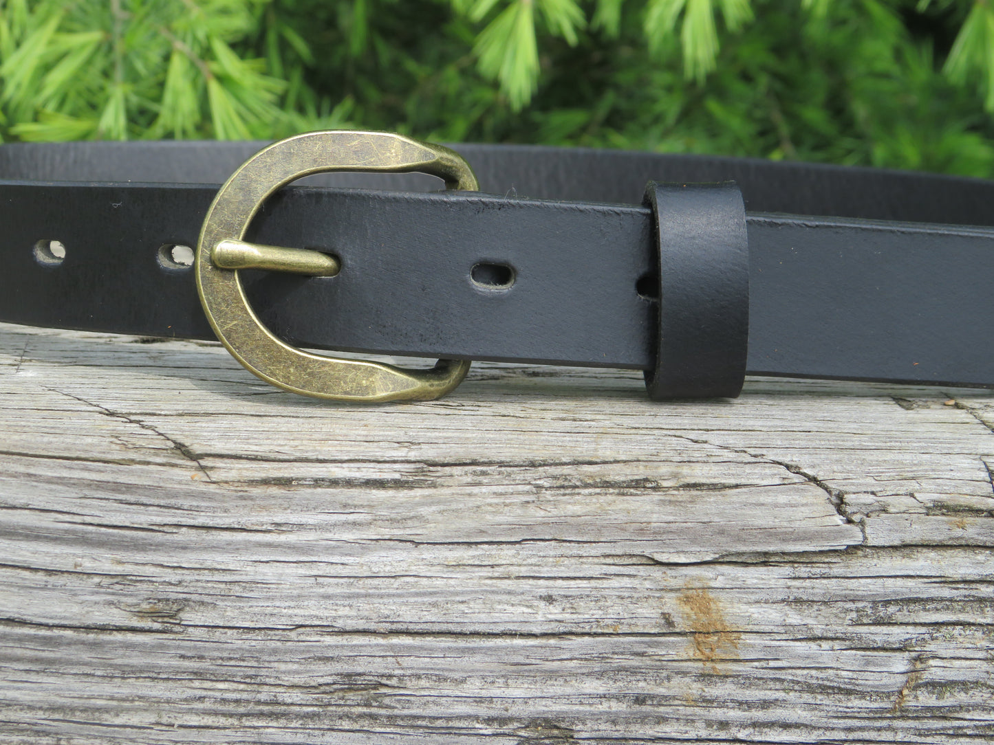 1 inch wide belt Narrow full grain Water Buffalo leather belt - Black