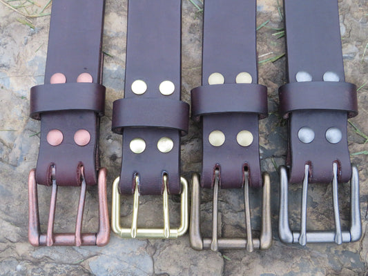 Dark brown Bridle Leather Men's thick work belt, gun belt, casual belt. Made in US with US hides. Custom made