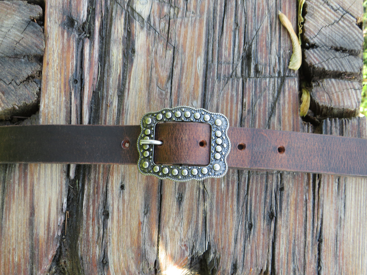 1 inch wide full grain leather belt with Berry buckle