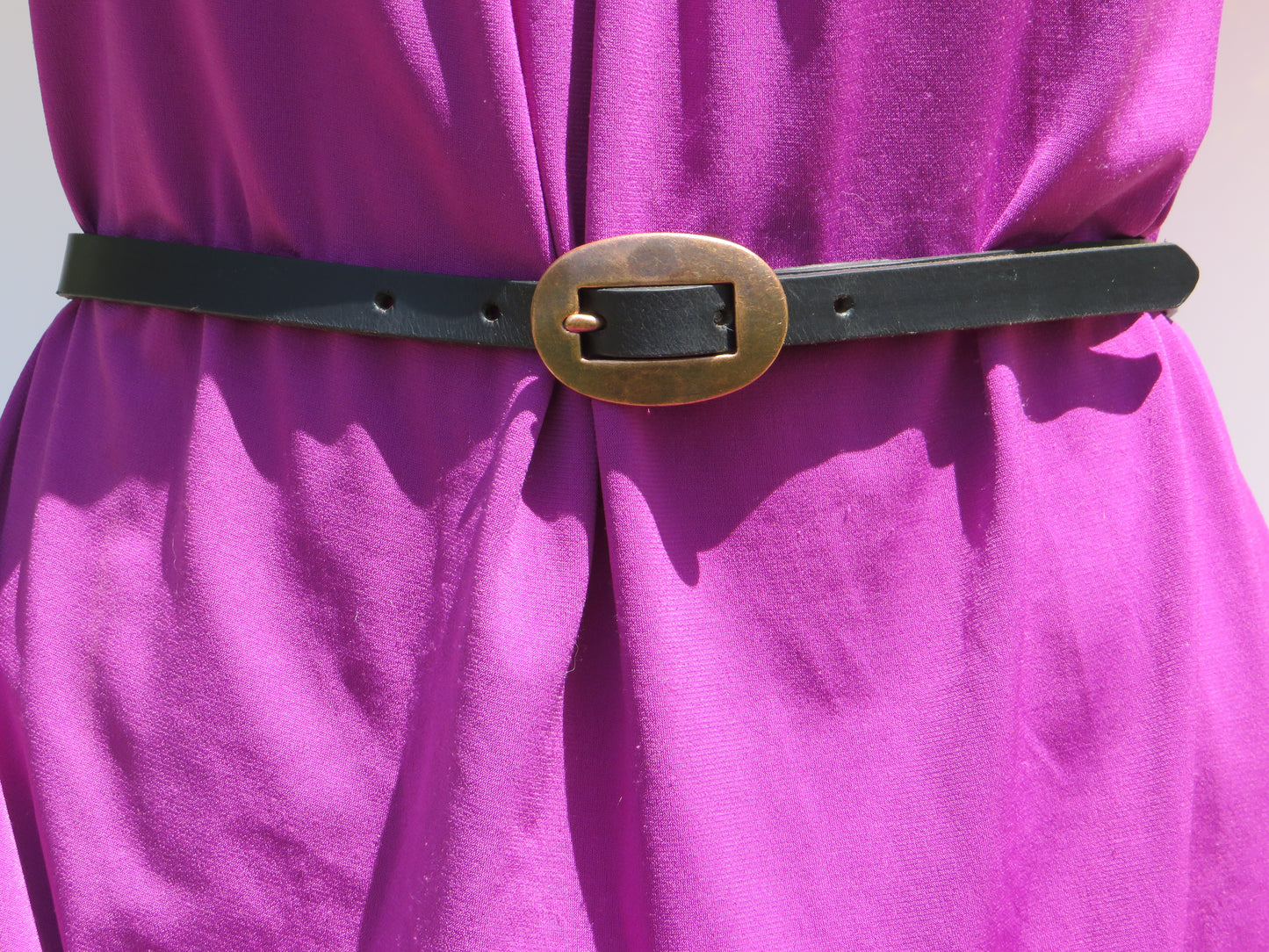 Water Buffalo Leather narrow belt, Made in USA , 1/2" wide belt