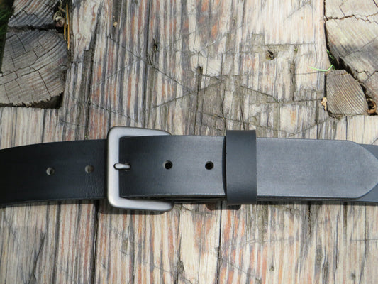 1 1/2" wide Black full grain Water Buffalo leather belt