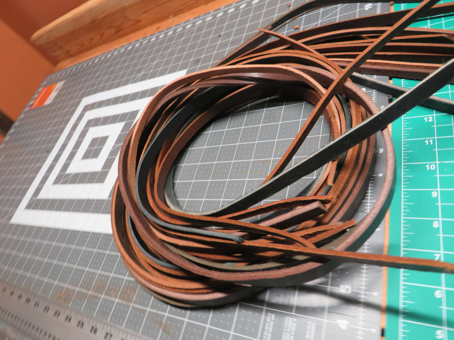 3 pounds of veg tanned leather straps 1/2" and 1/4" wide