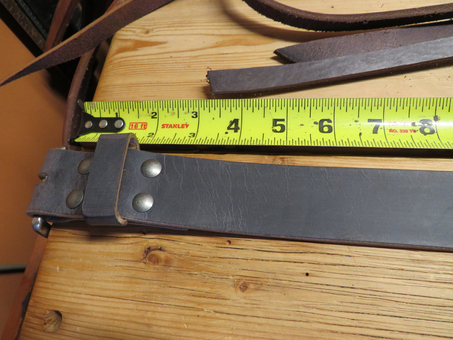 Gray Crazy Horse Water Buffalo leather belt size 35