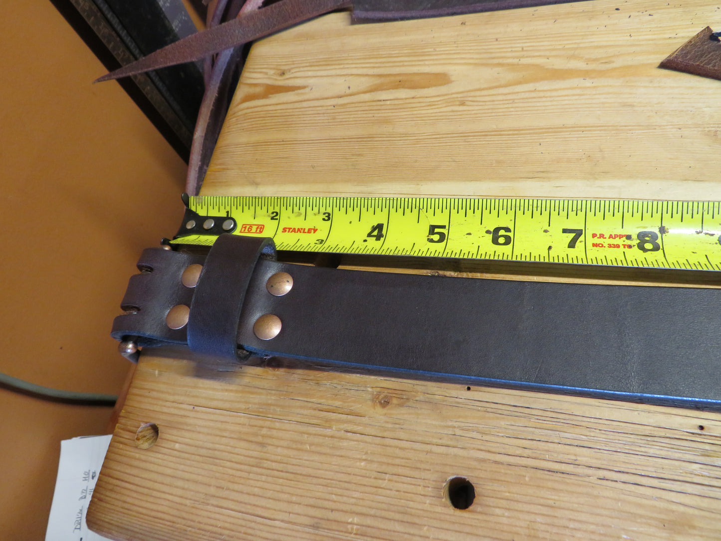 Ships Today Dark Brown Bridle leather belt size 34 with copper buckle