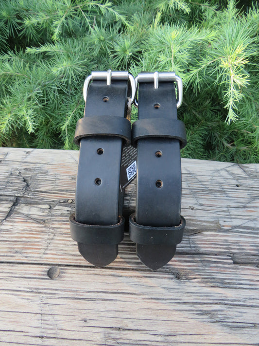 Pair of Black harness leather straps 14-26 circumference