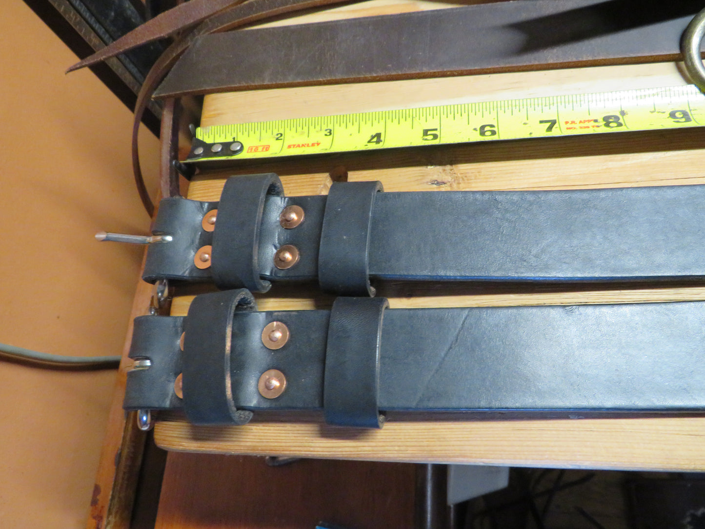 Pair of Black harness leather straps 14-26 circumference