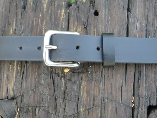Discounted 29 inch waist 1 1/4" wide Black Leather belt size 31 belt