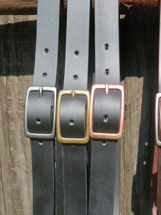 1 inch wide Full grain Veg tanned Black Water Buffalo leather belt