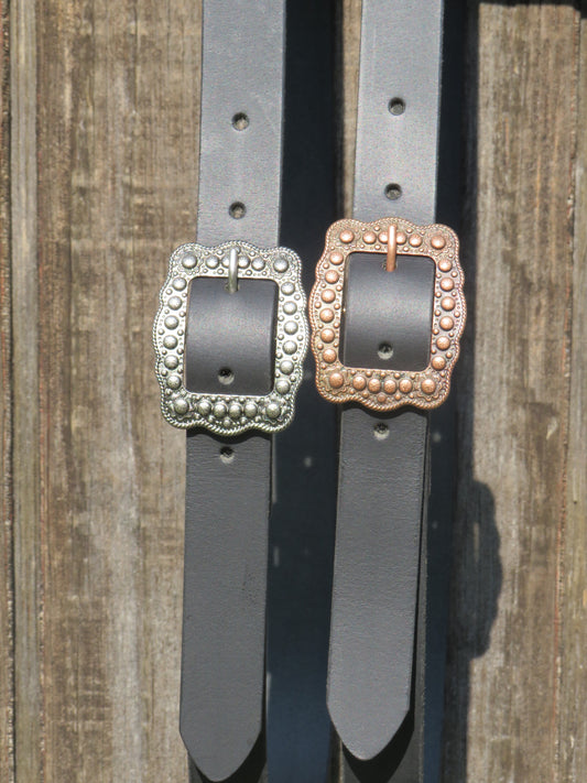 1 inch wide leather belt Full grain black leather belt with berry buckle