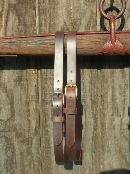 1 inch wide full grain brown leather belt