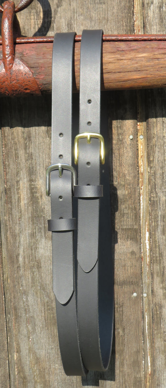 1 inch wide full grain Black full grain veg tanned leather belt