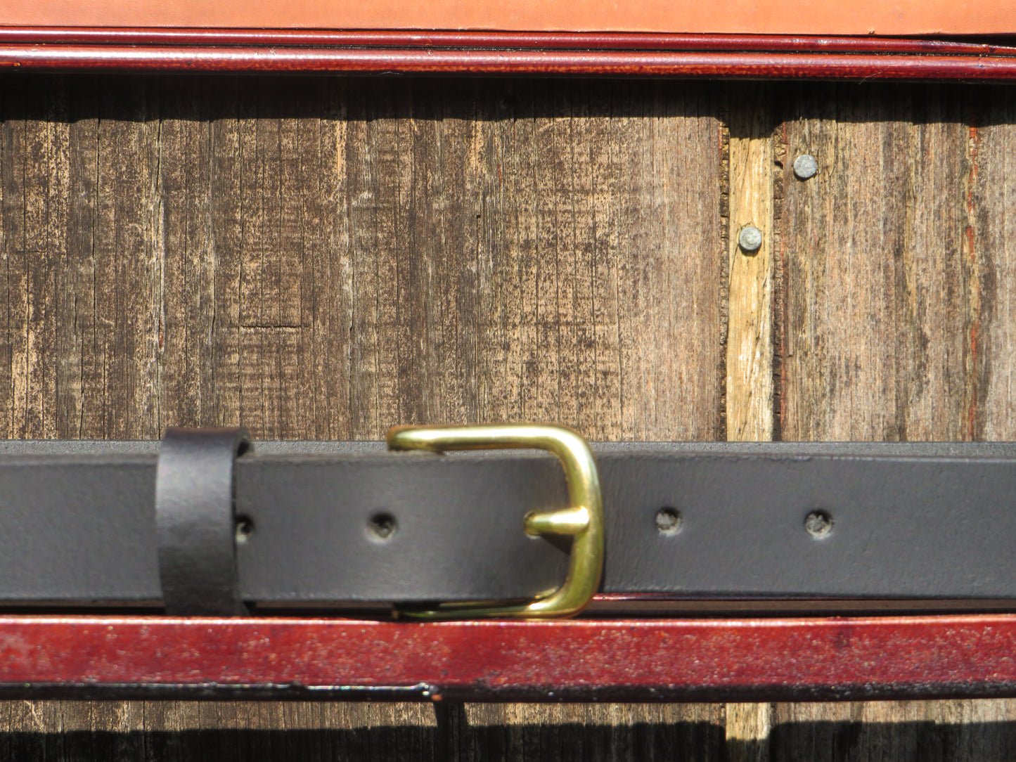 1 inch wide full grain Black full grain veg tanned leather belt