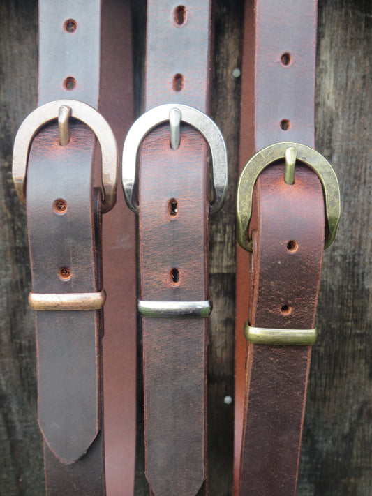 1 inch wide Crazy Horse Water Buffalo Narrow leather belt