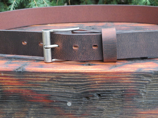 1 1/2" Custom Handmade Leather Belt, Crazy Horse Water Buffalo leather