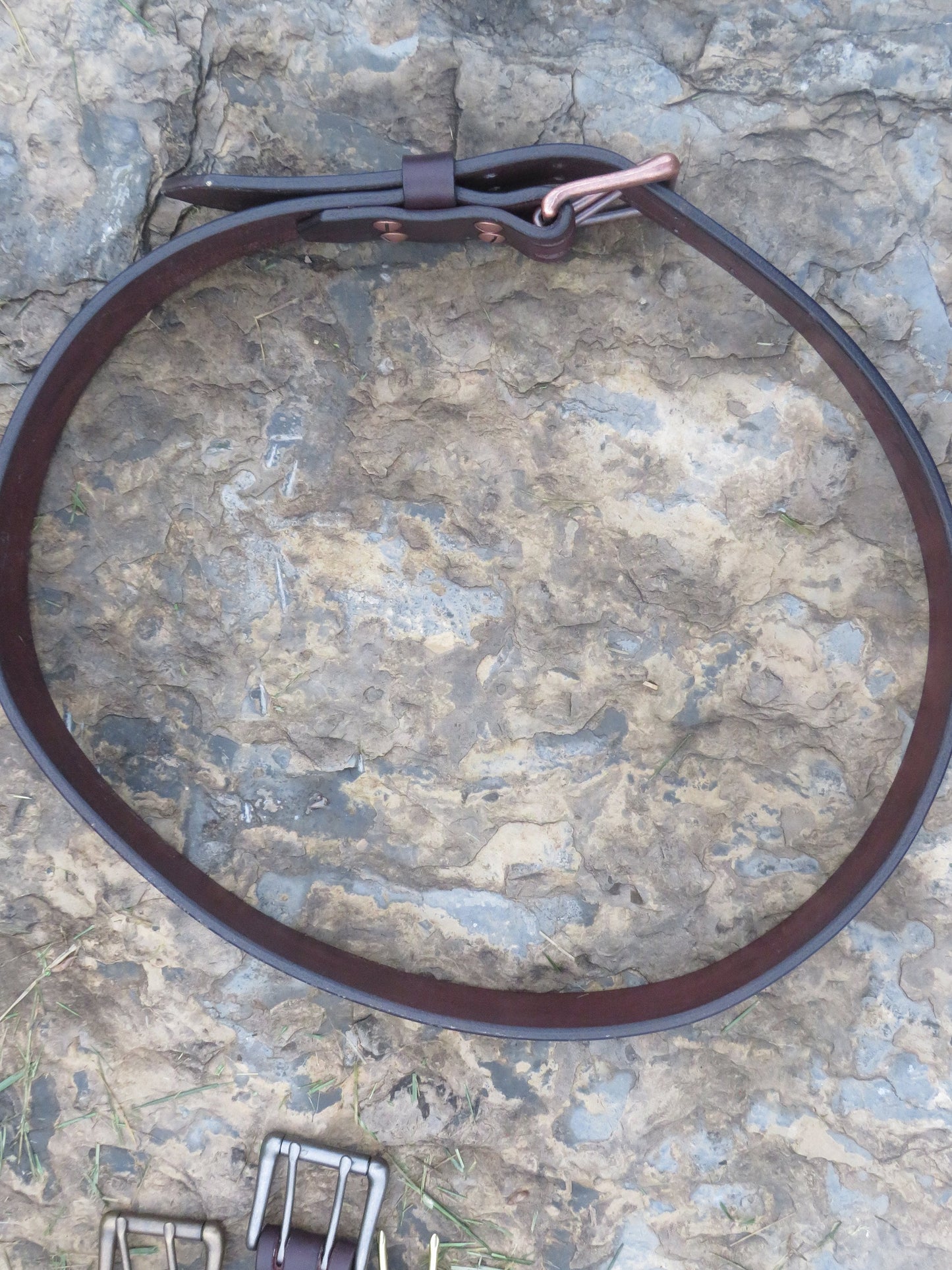 1 1/2" Handmade dark brown leather belt Double Hole Bridle Leather Belt