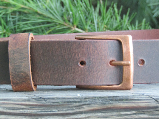 1 1/2" Custom Handcrafted Crazy Horse Water Bufallo leather belt Made in USA