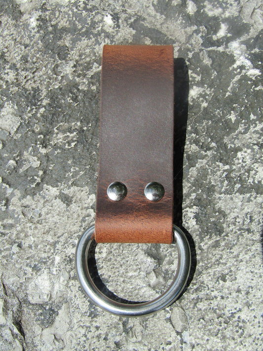 Water Buffalo leather Knife hanger, strap holder, with stainless steel D ring, utility belt